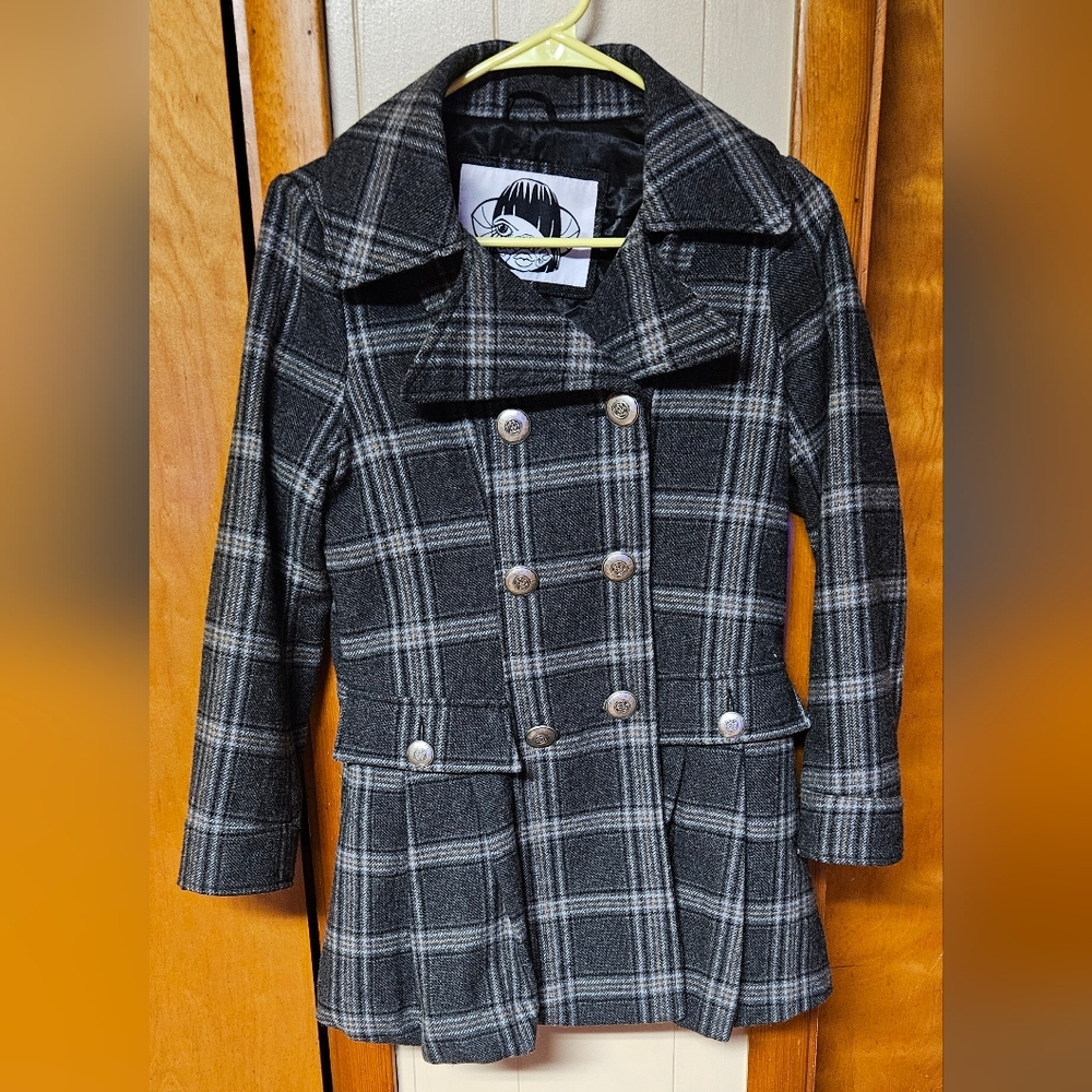 Sugarfly Girls Black and Gray Plaid Jacket